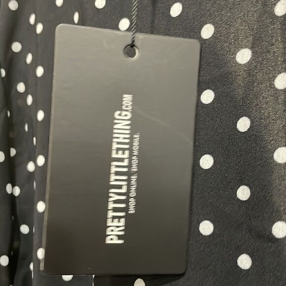 NWT PrettyLittleThing Black White Polka Dot Wrap Dress. Size 4 S small - Picture 6 of 10
